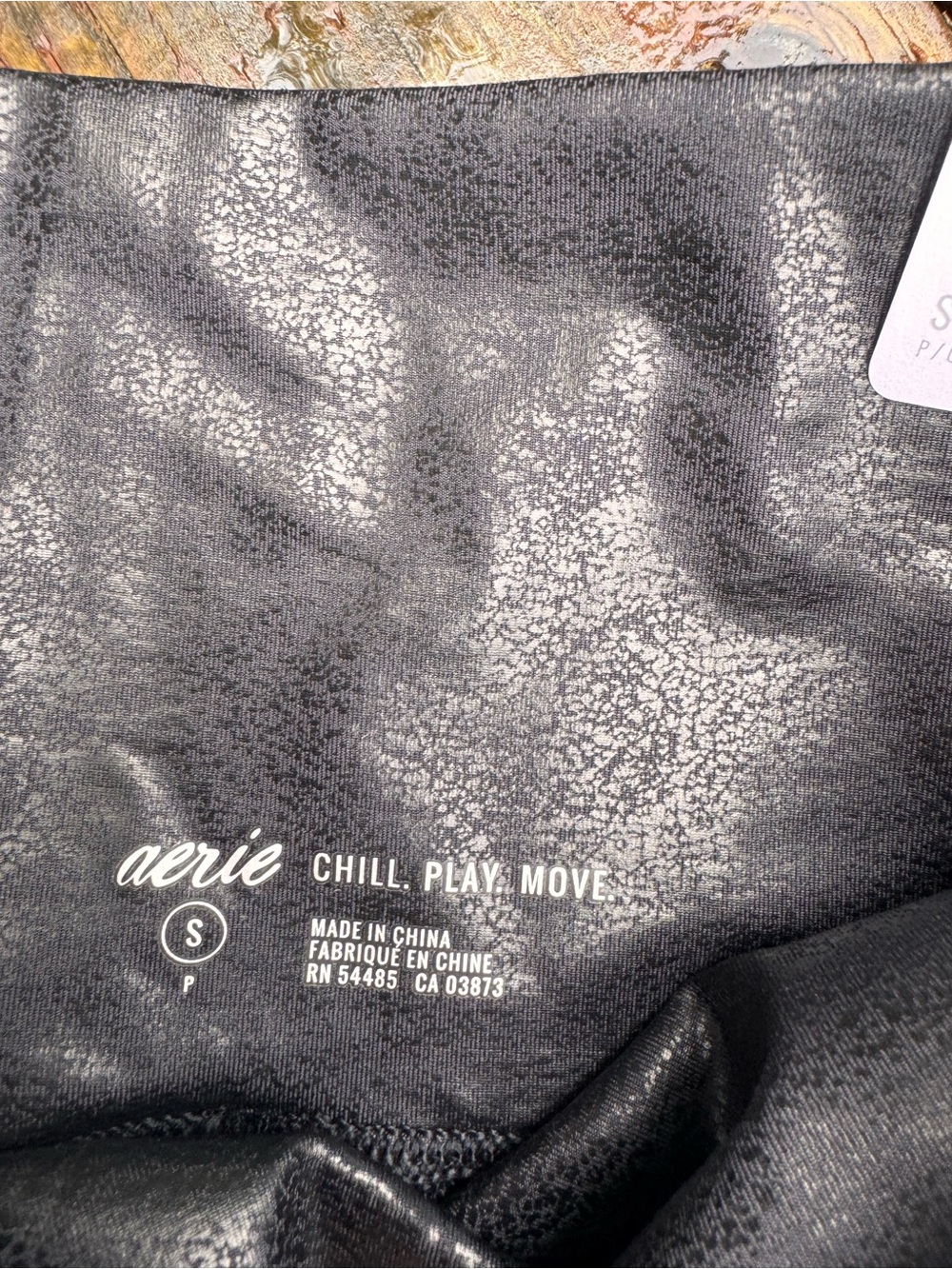 aerie Black Shiny High-Rise Leggings - Subtle Metallic Sheen - Picture 4 of 4